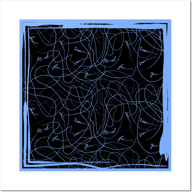 Abstraction with doodles in blue frame Wall Art by Gerchek